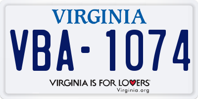 VA license plate VBA1074