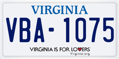 VA license plate VBA1075