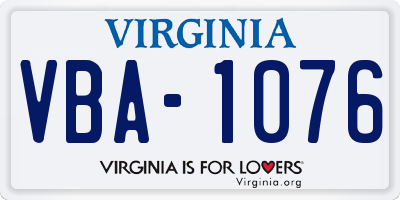 VA license plate VBA1076