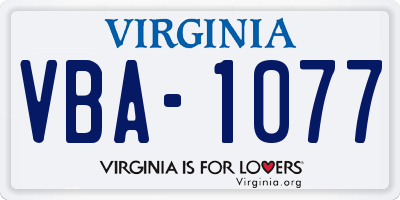 VA license plate VBA1077