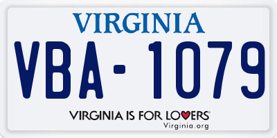 VA license plate VBA1079
