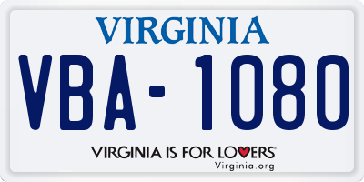 VA license plate VBA1080