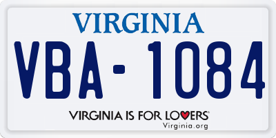 VA license plate VBA1084