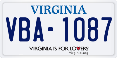 VA license plate VBA1087