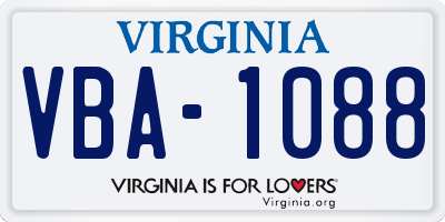 VA license plate VBA1088