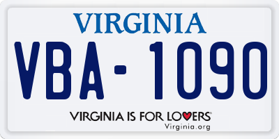 VA license plate VBA1090