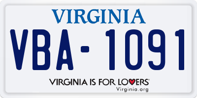 VA license plate VBA1091