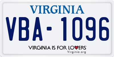 VA license plate VBA1096