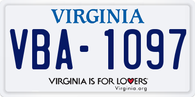VA license plate VBA1097
