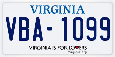 VA license plate VBA1099