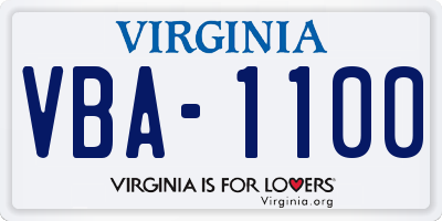 VA license plate VBA1100
