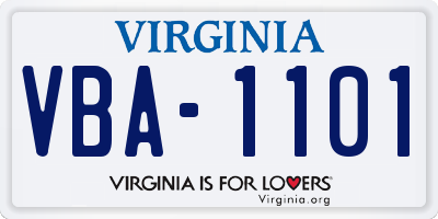 VA license plate VBA1101