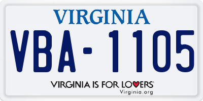 VA license plate VBA1105