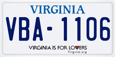 VA license plate VBA1106