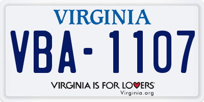 VA license plate VBA1107