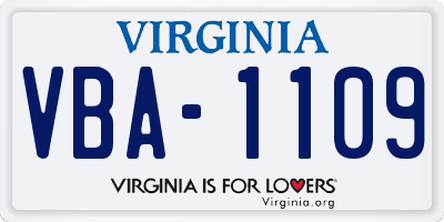 VA license plate VBA1109