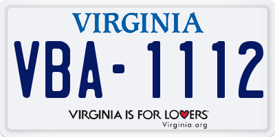 VA license plate VBA1112