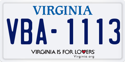 VA license plate VBA1113