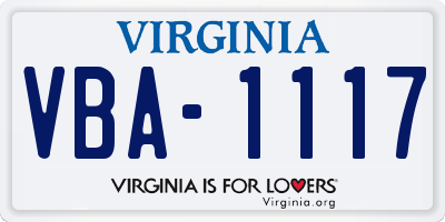 VA license plate VBA1117