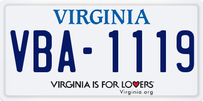 VA license plate VBA1119
