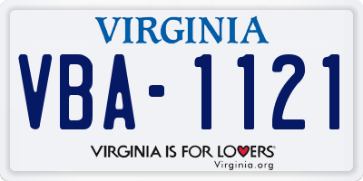 VA license plate VBA1121