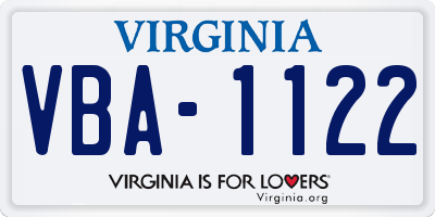 VA license plate VBA1122