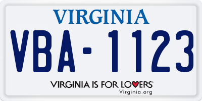 VA license plate VBA1123