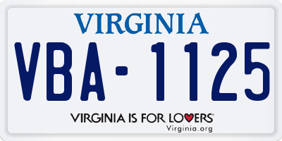 VA license plate VBA1125