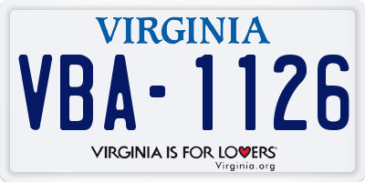 VA license plate VBA1126