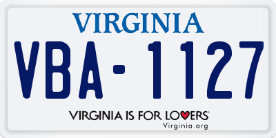 VA license plate VBA1127