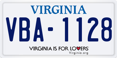 VA license plate VBA1128