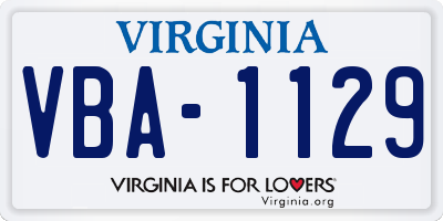 VA license plate VBA1129