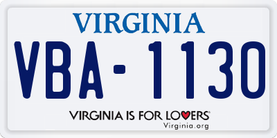VA license plate VBA1130