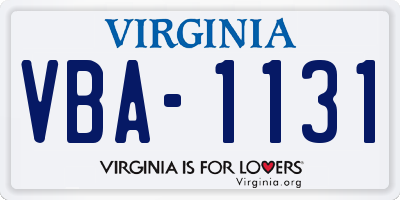 VA license plate VBA1131