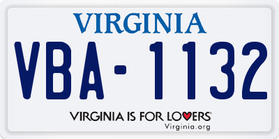 VA license plate VBA1132