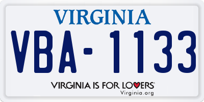 VA license plate VBA1133