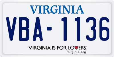 VA license plate VBA1136