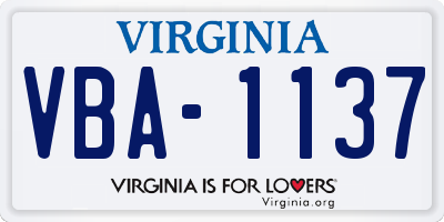 VA license plate VBA1137