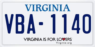 VA license plate VBA1140