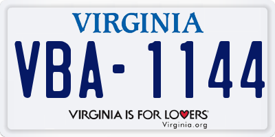 VA license plate VBA1144