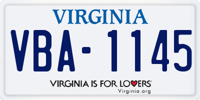 VA license plate VBA1145