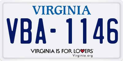 VA license plate VBA1146