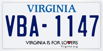 VA license plate VBA1147