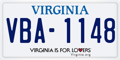 VA license plate VBA1148