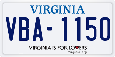 VA license plate VBA1150