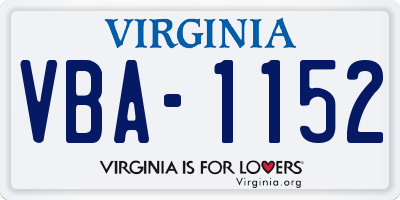 VA license plate VBA1152