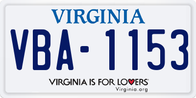 VA license plate VBA1153