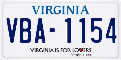VA license plate VBA1154