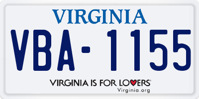 VA license plate VBA1155