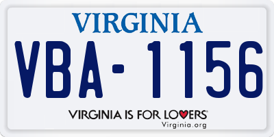 VA license plate VBA1156